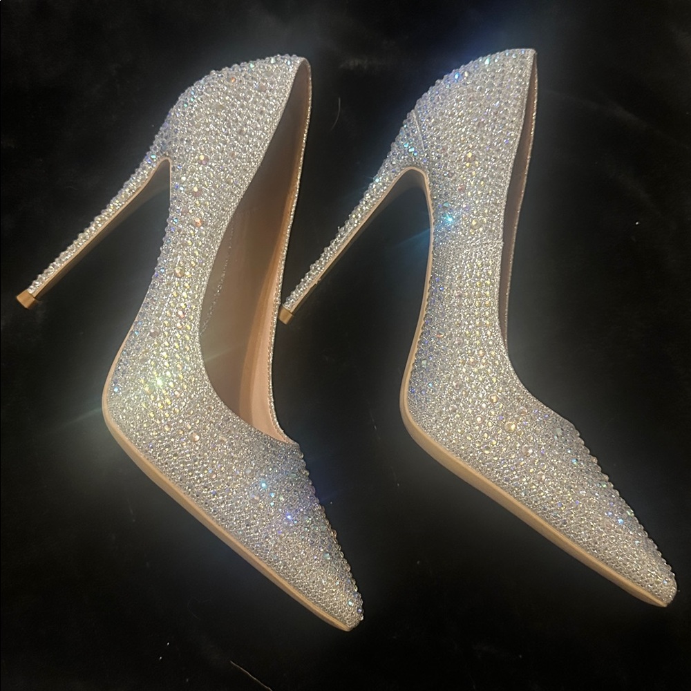 Sparkling Silver Elisabet Tang NEW STUNNING 5” Rhinestone Heels PERFECTION 8.5 M - Picture 14 of 16